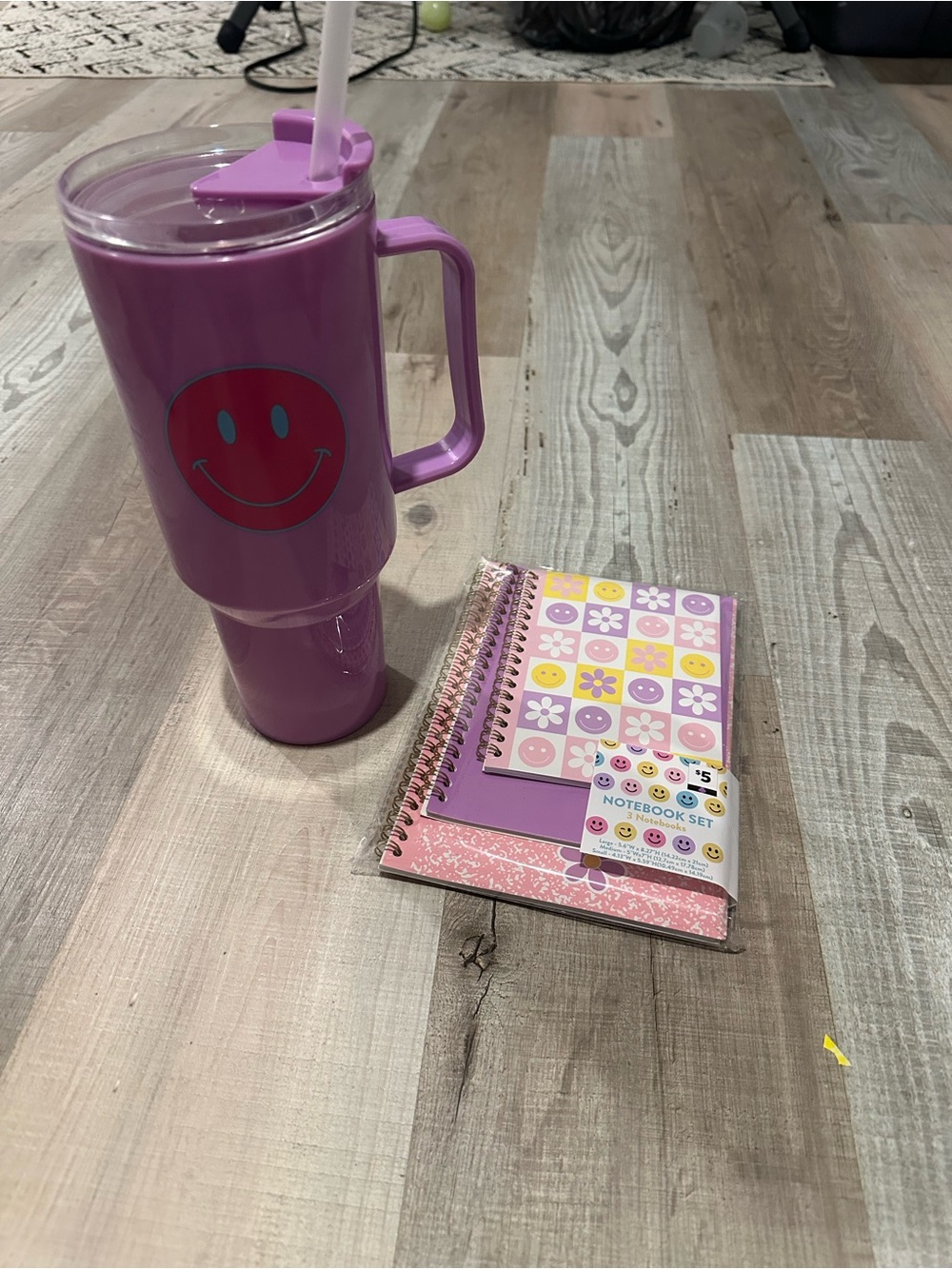 Purple Smile Tumbler with Pink & Purple Notebook Set